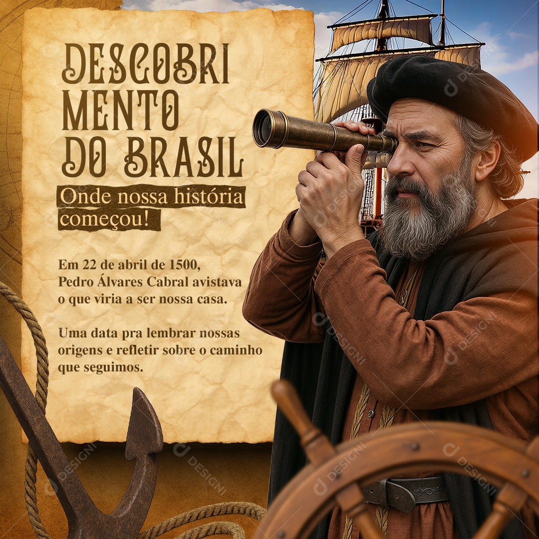 Dia do Descobrimento do Brasil 22 de Abril Social Media PSD Editável