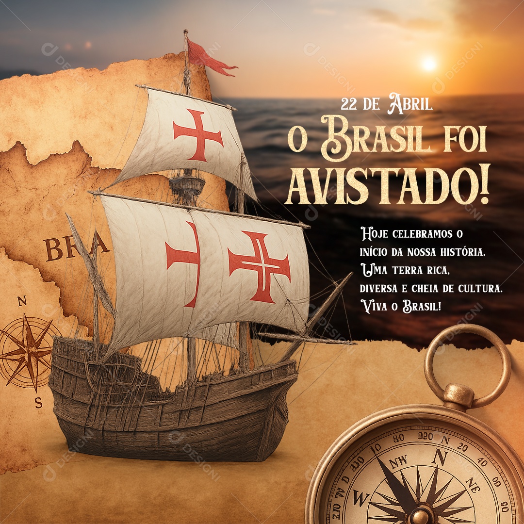 Dia do Descobrimento do Brasil 22 de Abril Social Media PSD Editável