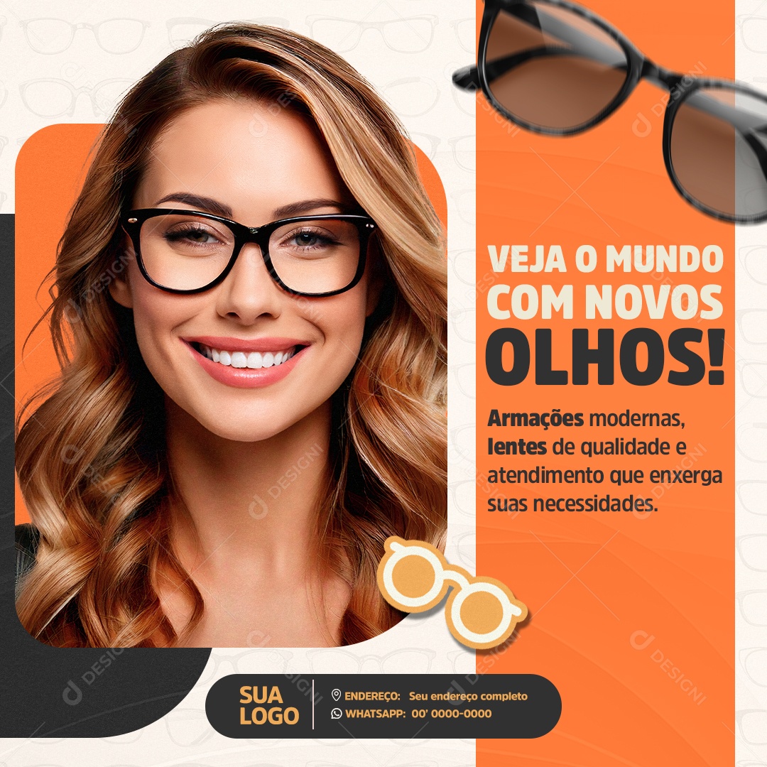 Clínica Oftalmologia Veja o Mundo Com Novos Olhos Social Media PSD Editável