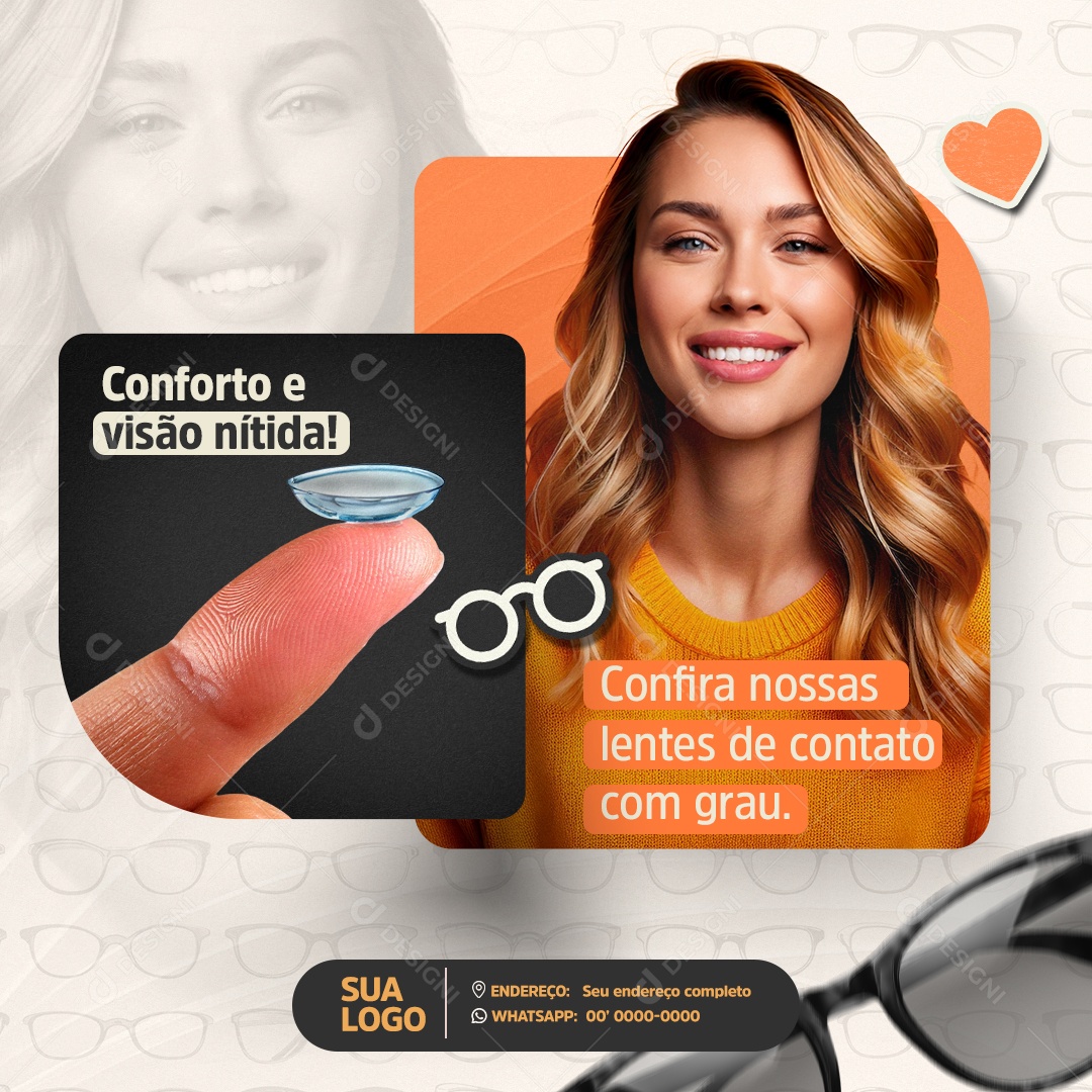 Clínica Oftalmologia Conforto e Visão Nítida Social Media PSD Editável