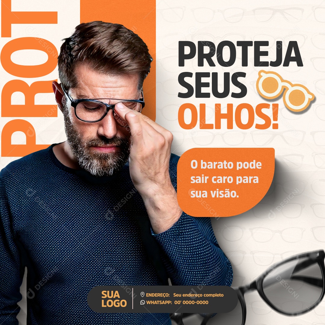 Clínica Oftalmologia Proteja Seus Olhos Social Media PSD Editável