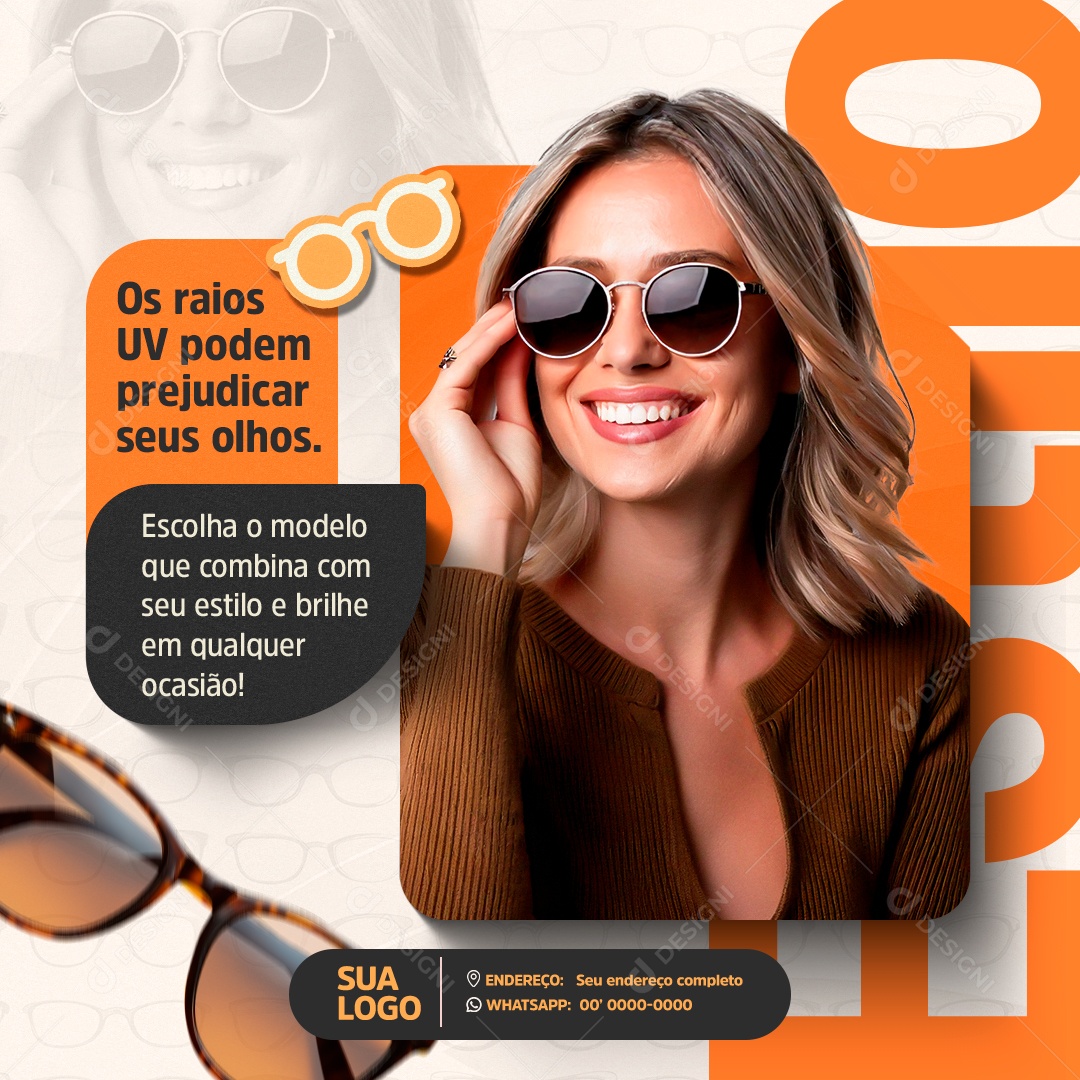 Clínica Oftalmologia Escolha o Modelo que Combina com Seu Estilo Social Media PSD Editável