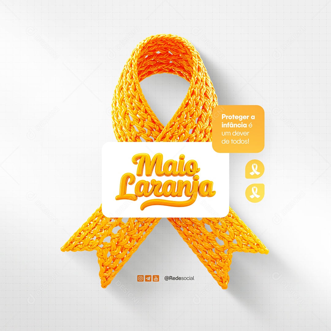 Maio Laranja Protejer a Infância é um Dever de Todos Social Media PSD Editável
