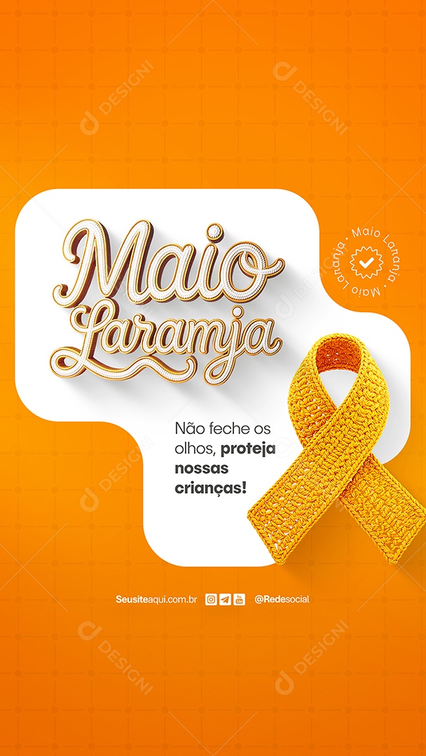 Story Maio Laranja Proteja Nossas Crianças Social Media PSD Editável