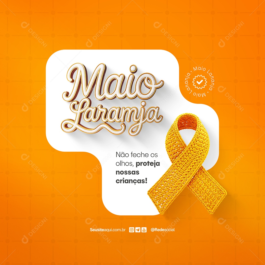 Maio Laranja Proteja Nossas Crianças Social Media PSD Editável