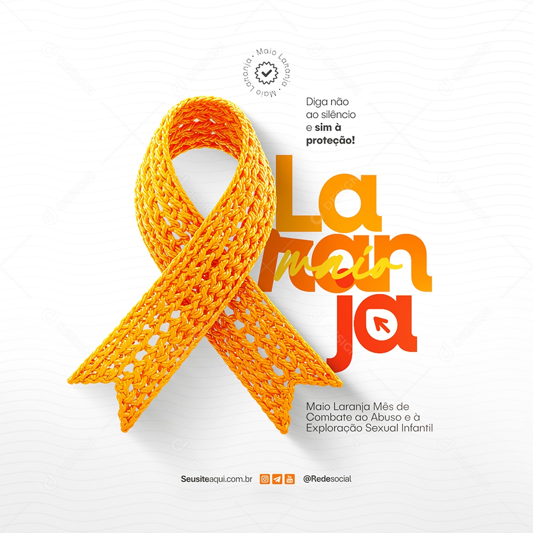 Maio Laranja Diga Não ao Silêncio e Sim à Proteção Social Media PSD Editável