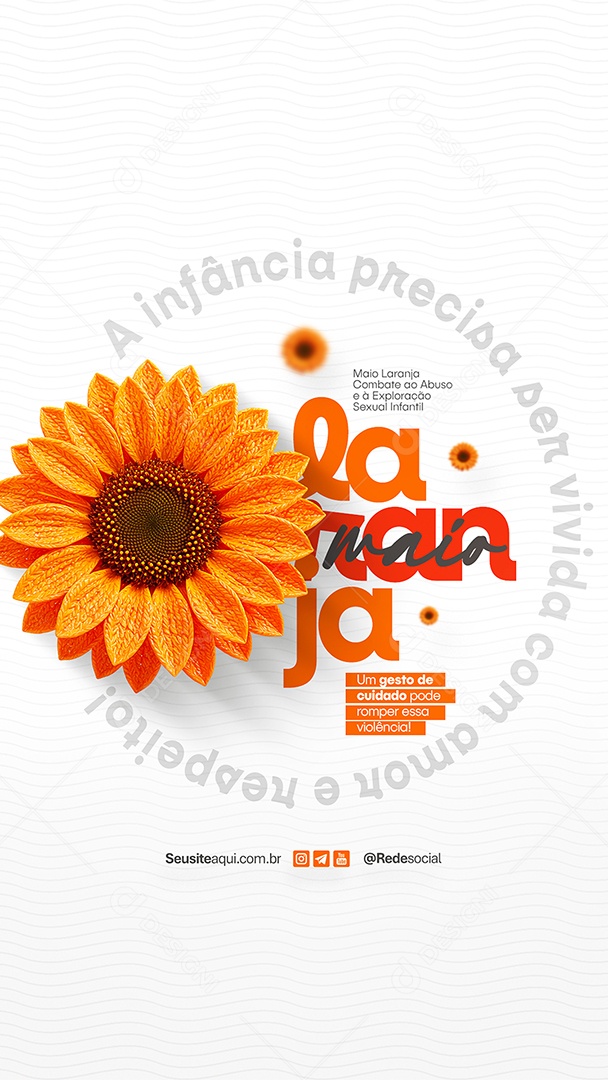 Story Maio Laranja Combate ao Abuso e à Exploração Sexual Social Media PSD Editável