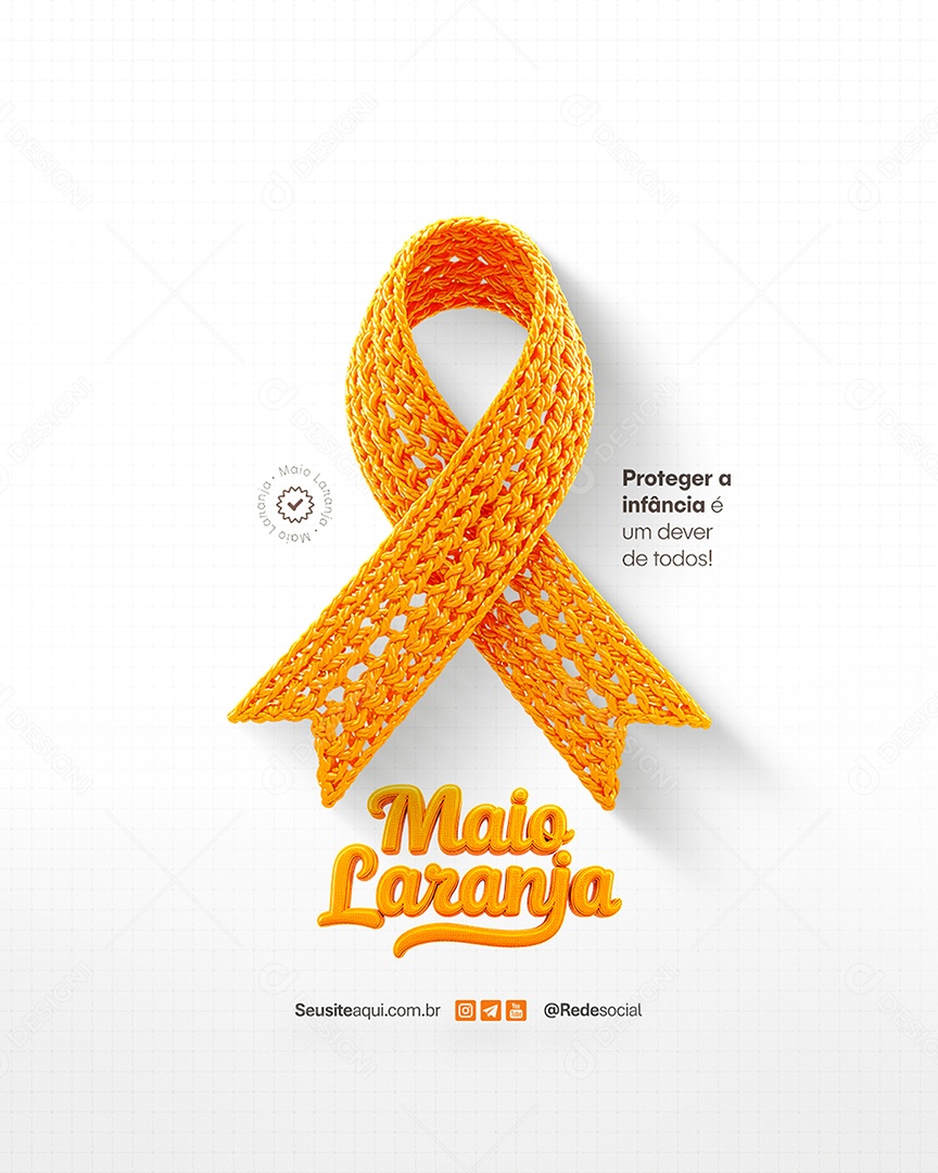 Maio Laranja Protejer a Infância é um Dever de Todos Social Media PSD Editável
