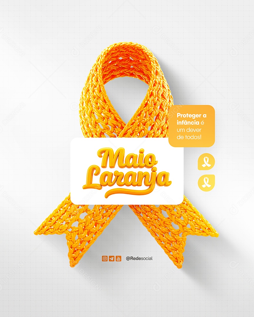Maio Laranja Protejer a Infância é um Dever de Todos Social Media PSD Editável