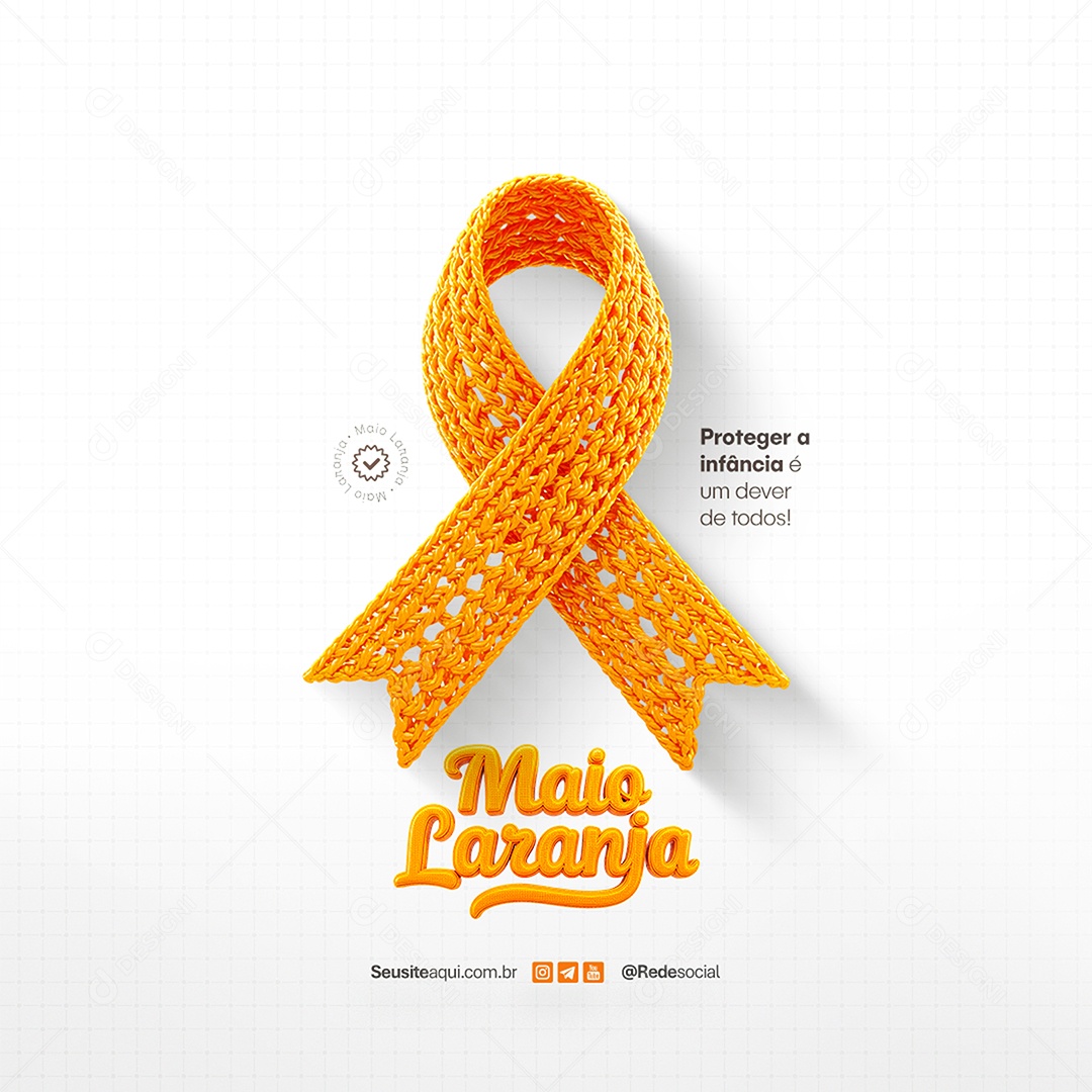 Maio Laranja Protejer a Infância é um Dever de Todos Social Media PSD Editável