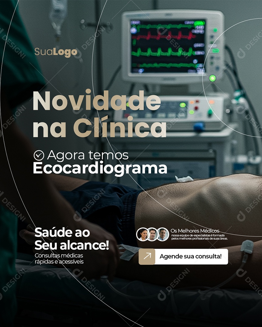 Novidade Na Clinica Médica Ecocardiograma Social Media PSD Editável