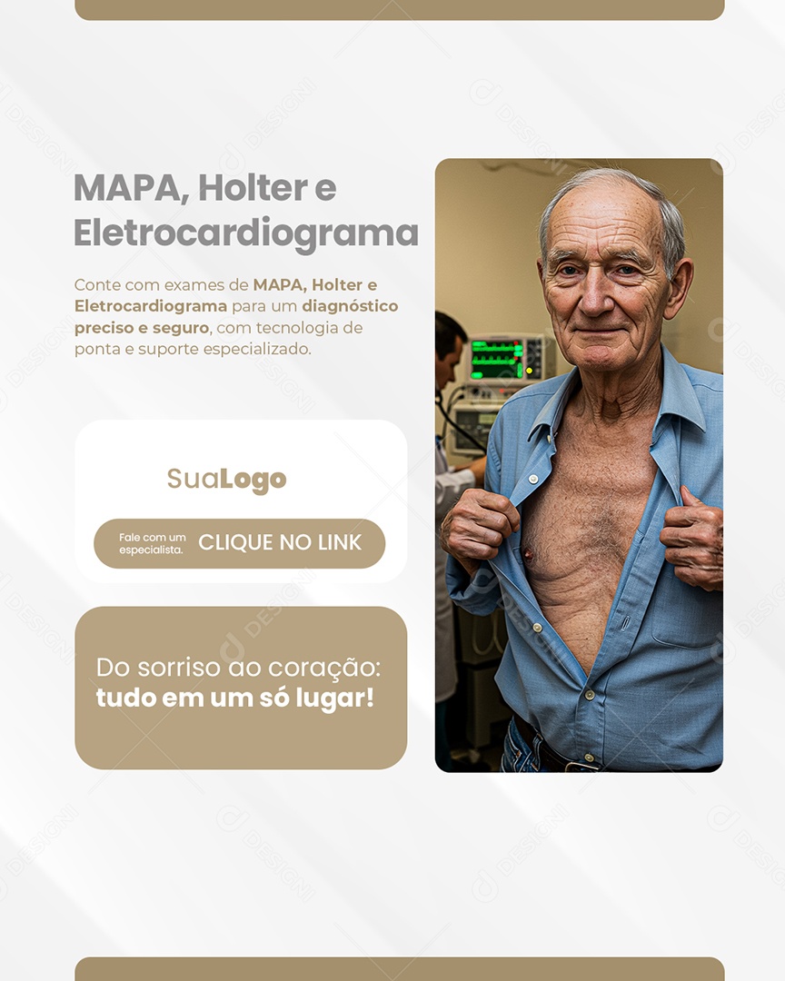 Clinica Médica Mapa Holter e Eletrocardiograma Social Media PSD Editável