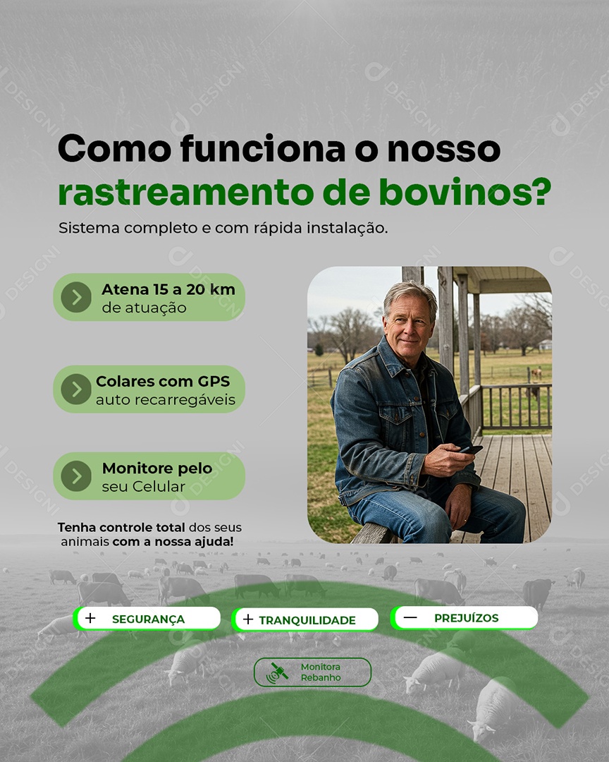 Agropecuária Como Funciona O Nosso Rastreamento de Bouvinos Social Media PSD Editável