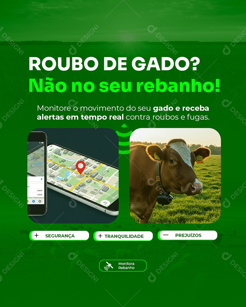 Agropecuária Roubo de Gado Não No Seu Rebanho Social Media PSD Editável