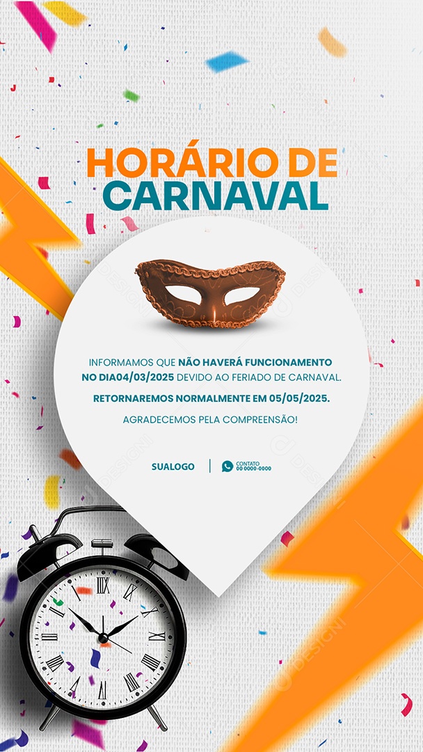 Story Horário de Carnaval Social Media PSD Editável