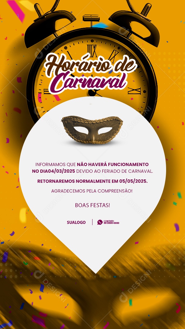 Story Horário de Carnaval Social Media PSD Editável