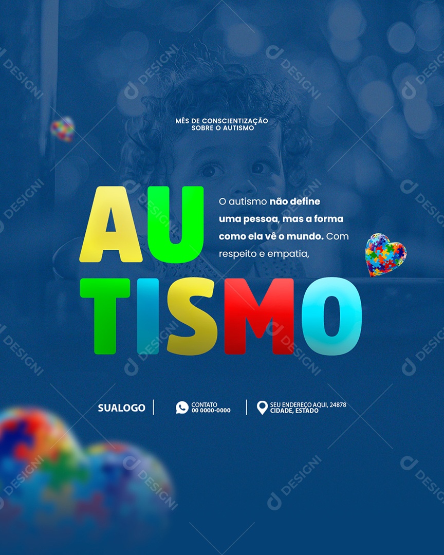 Autismo Abril Azul Social Media PSD Editável