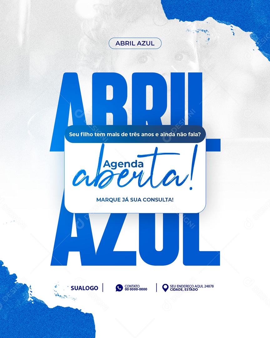 Abril Azul Agenda Aberta Social Media PSD Editável