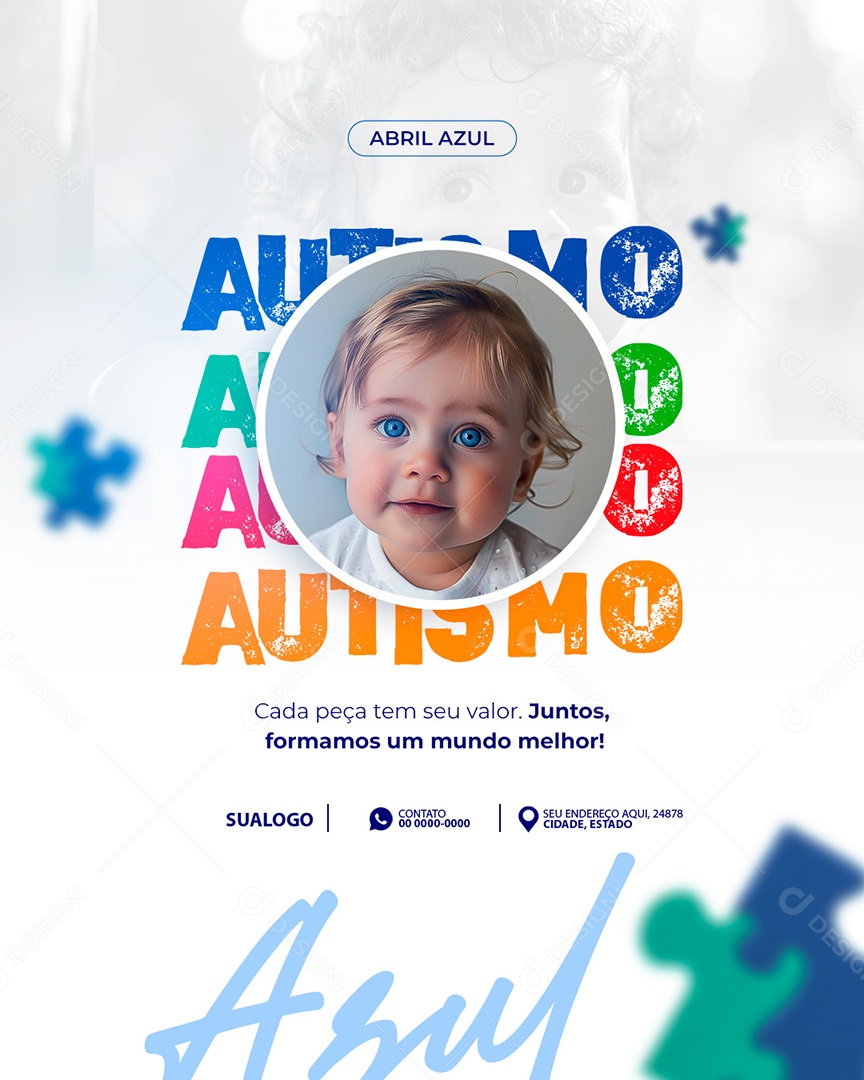 Abril Azul Autismo Social Media PSD Editável