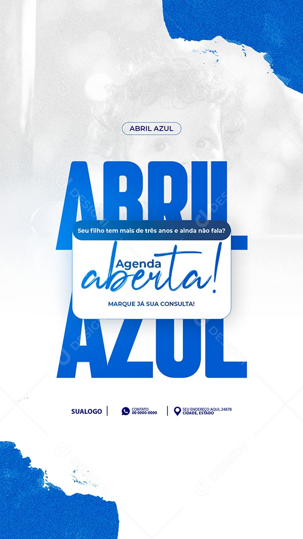 Story Abril Azul Agenda Aberta Social Media PSD Editável