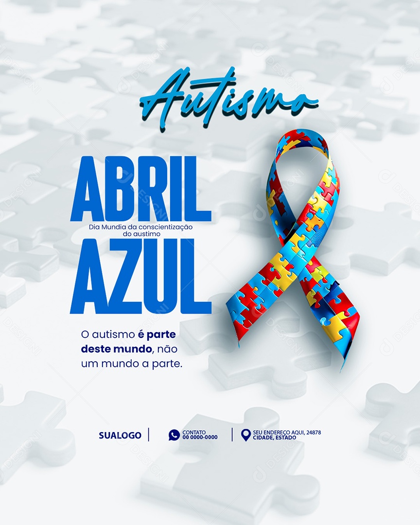 Autismo Abril Azul Social Media PSD Editável