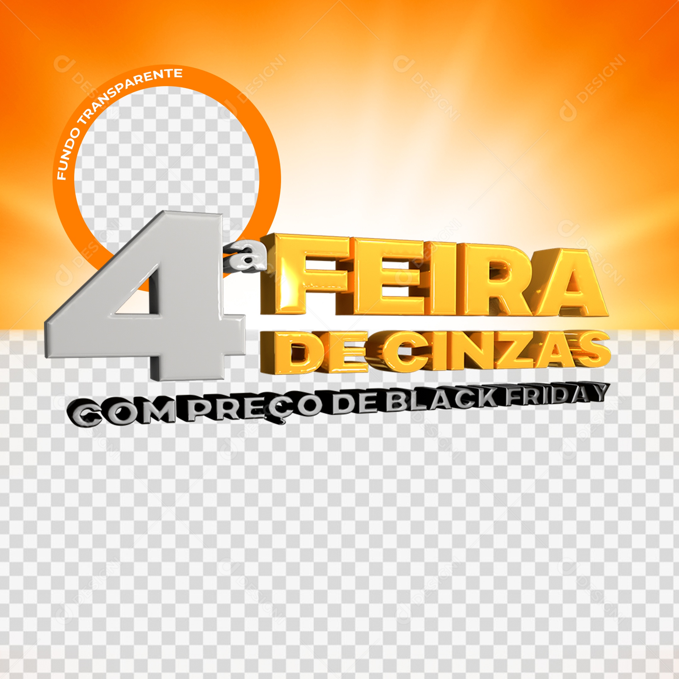 Quarta Feira de CinzasTexto 3D Para Composição PSD