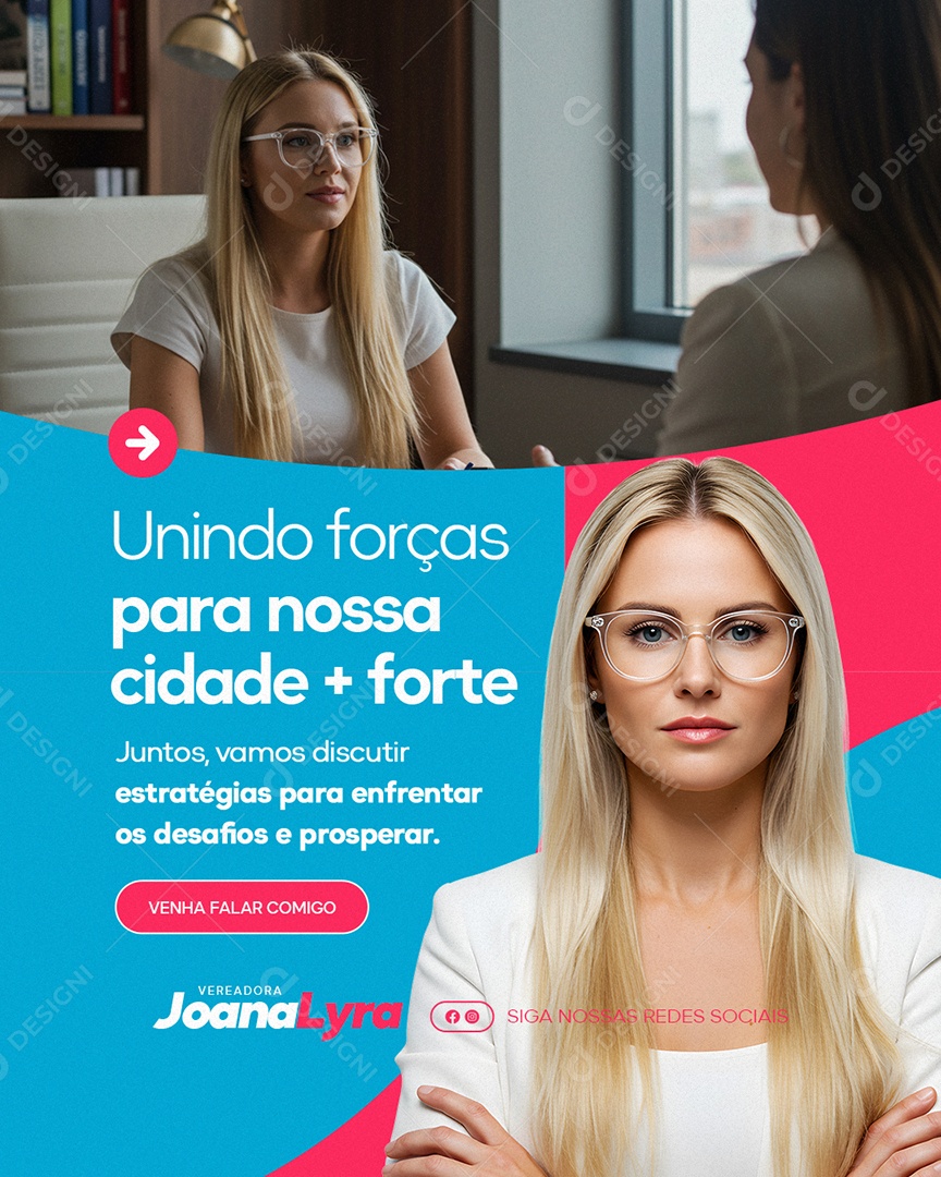 Política Vereadora Joana Lyra Unindo Forças Social Media PSD Editável