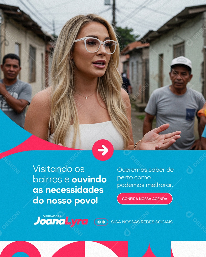 Política Vereadora Joana Lyra Ouvindo as Necessidades do Nosso Povo Social Media PSD Editável