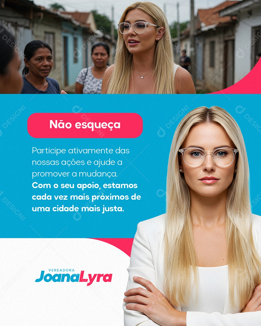 Política Vereadora Joana Lyra Participe Ativamente das Nossas Ações Social Media PSD Editável