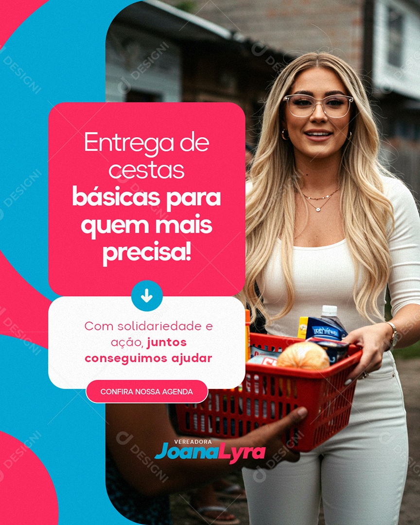 Política Vereadora Joana Lyra Entrega de Cestas Básicas Social Media PSD Editável