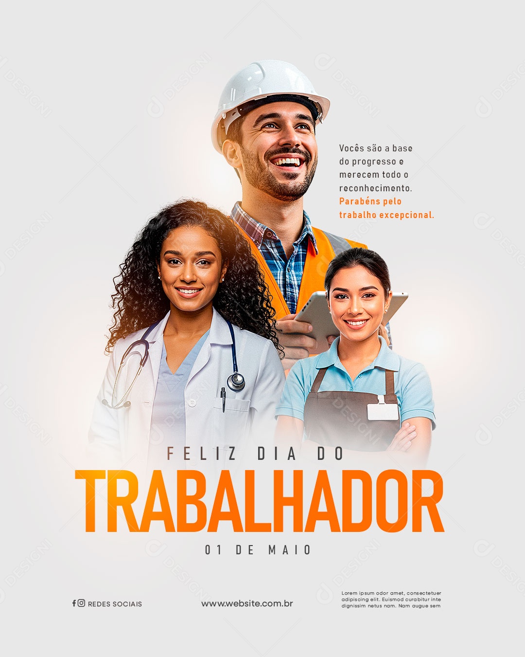 Feliz Dia Do Trabalhador 01 de Maio Social Media PSD Editável