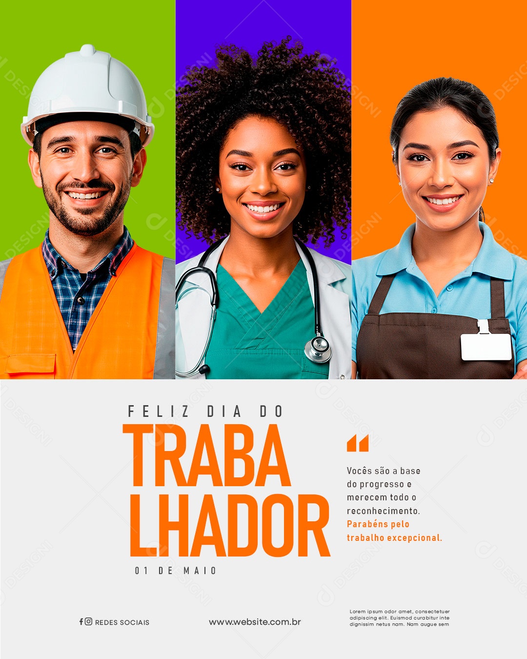 Feliz Dia Do Trabalhador 01 de Maio Social Media PSD Editável