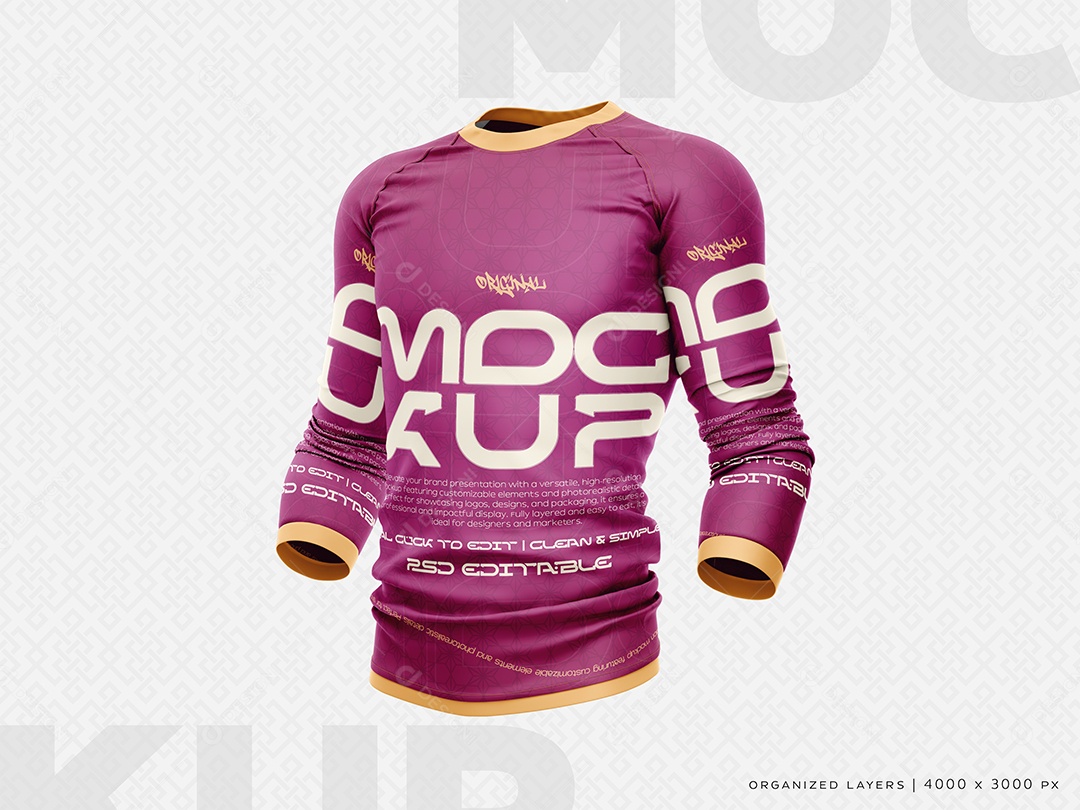 Camisa Manga Longa Mockup PSD Editável