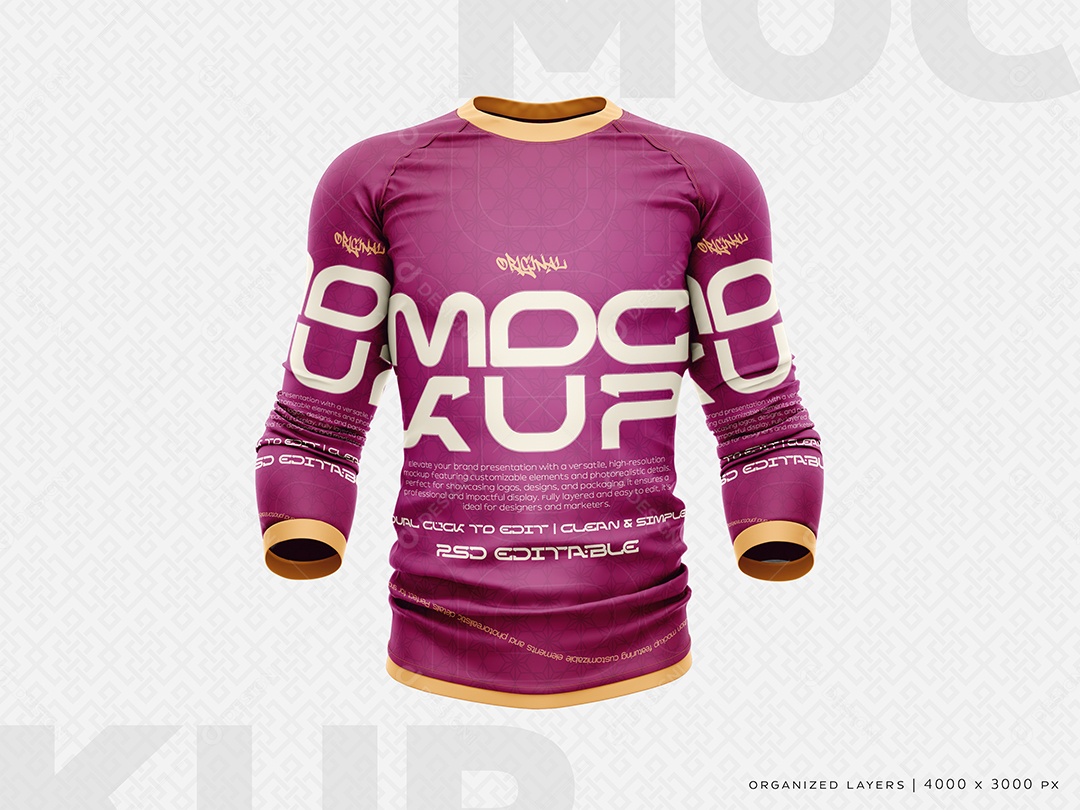 Camisa Manga Longa Mockup PSD Editável