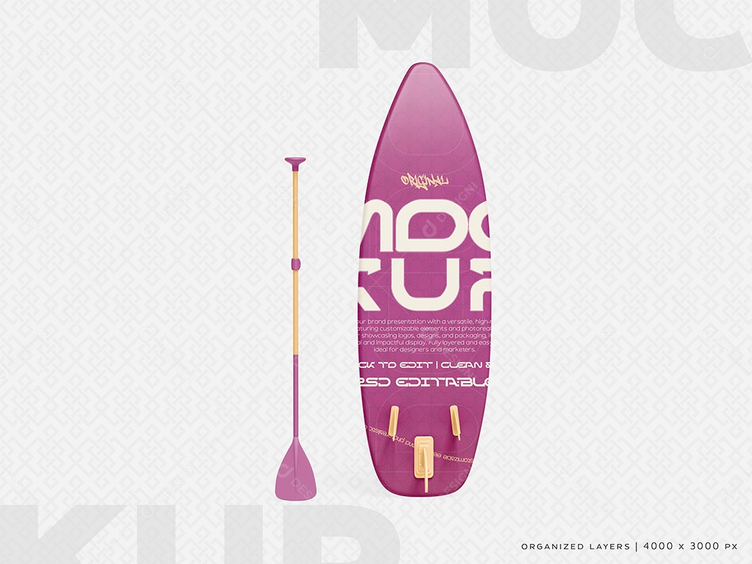 Prancha De Surf Com Remo Mockup PSD Editável