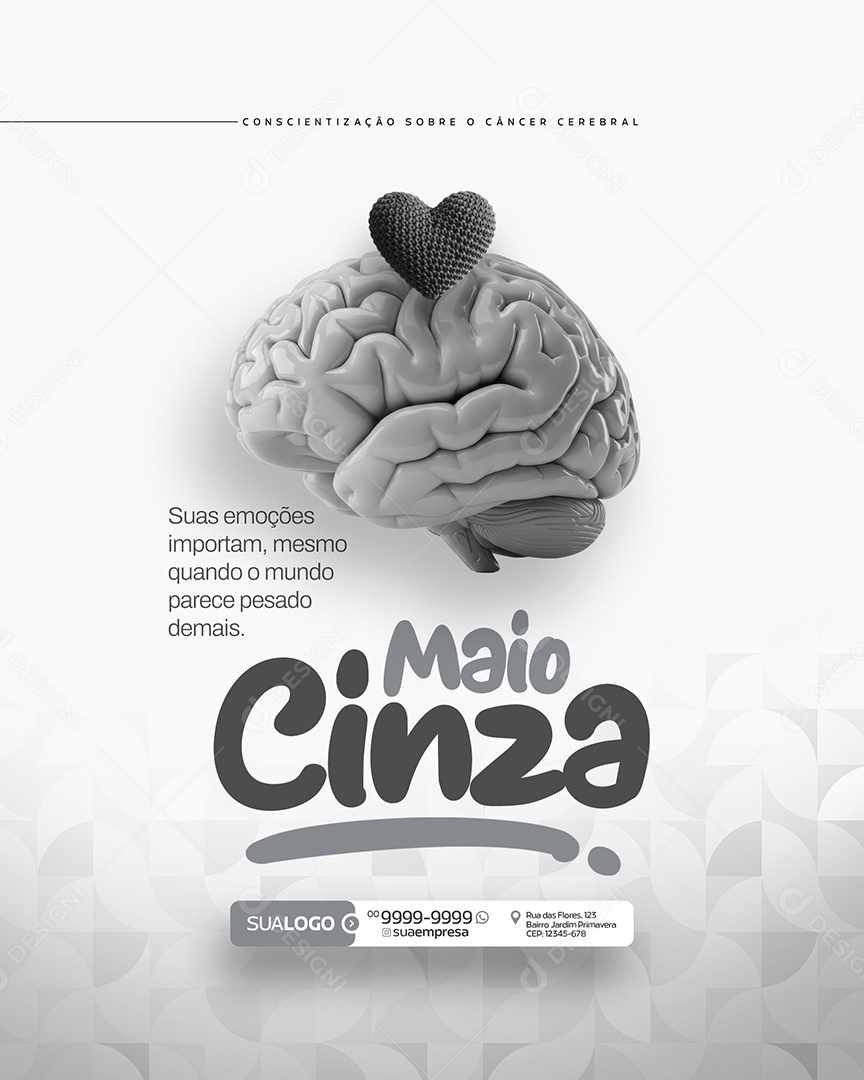 Maio Cinza Mês de Conscientização Sobre o Câncer Cerebral Social Media PSD Editável