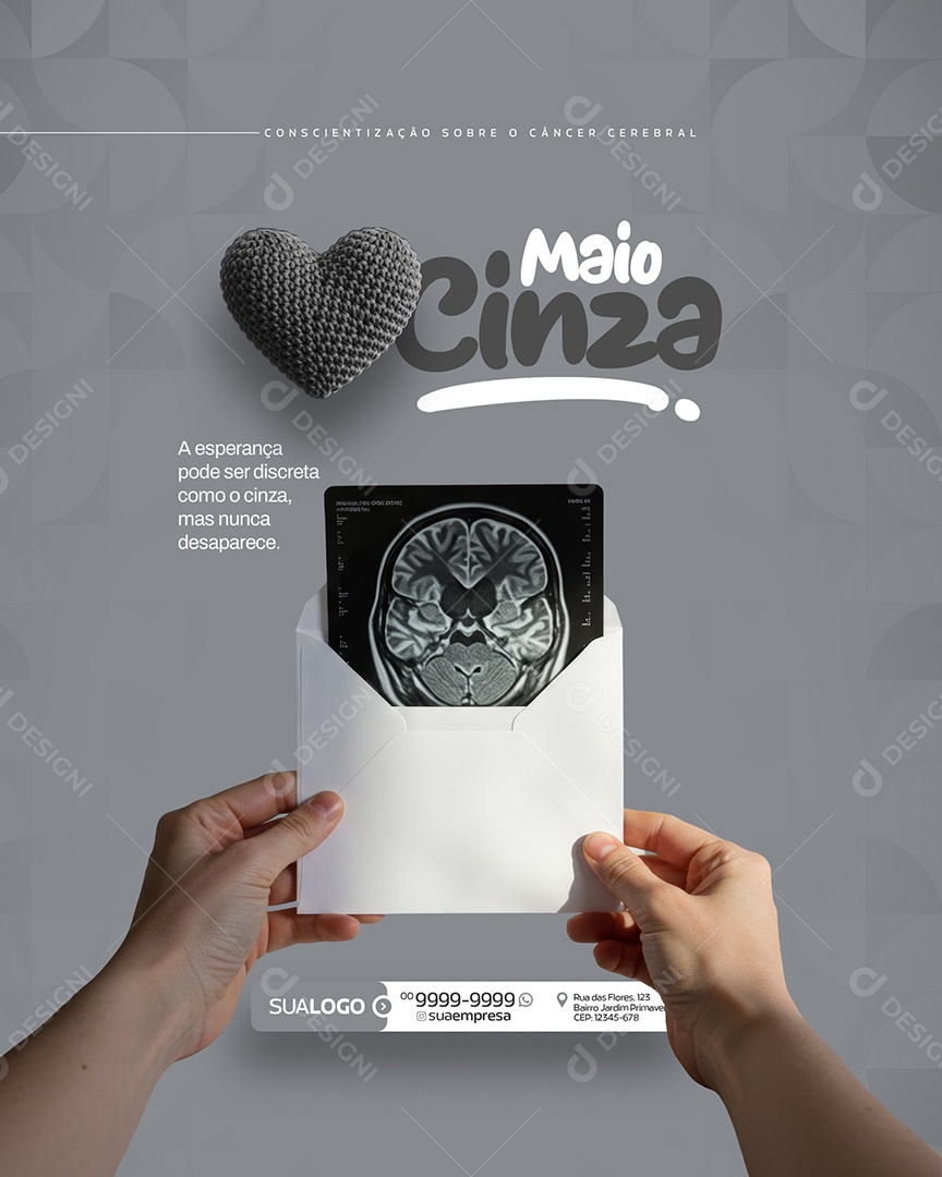 Maio Cinza Mês de Conscientização Sobre o Câncer Cerebral Social Media PSD Editável
