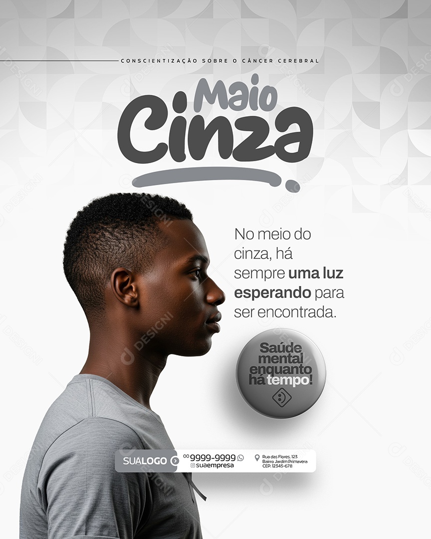 Maio Cinza Mês de Conscientização Sobre o Câncer Cerebral Social Media PSD Editável
