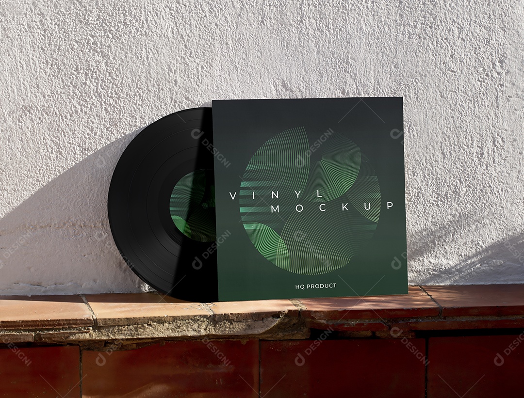 Mockup Disco de Vinil PSD Editável