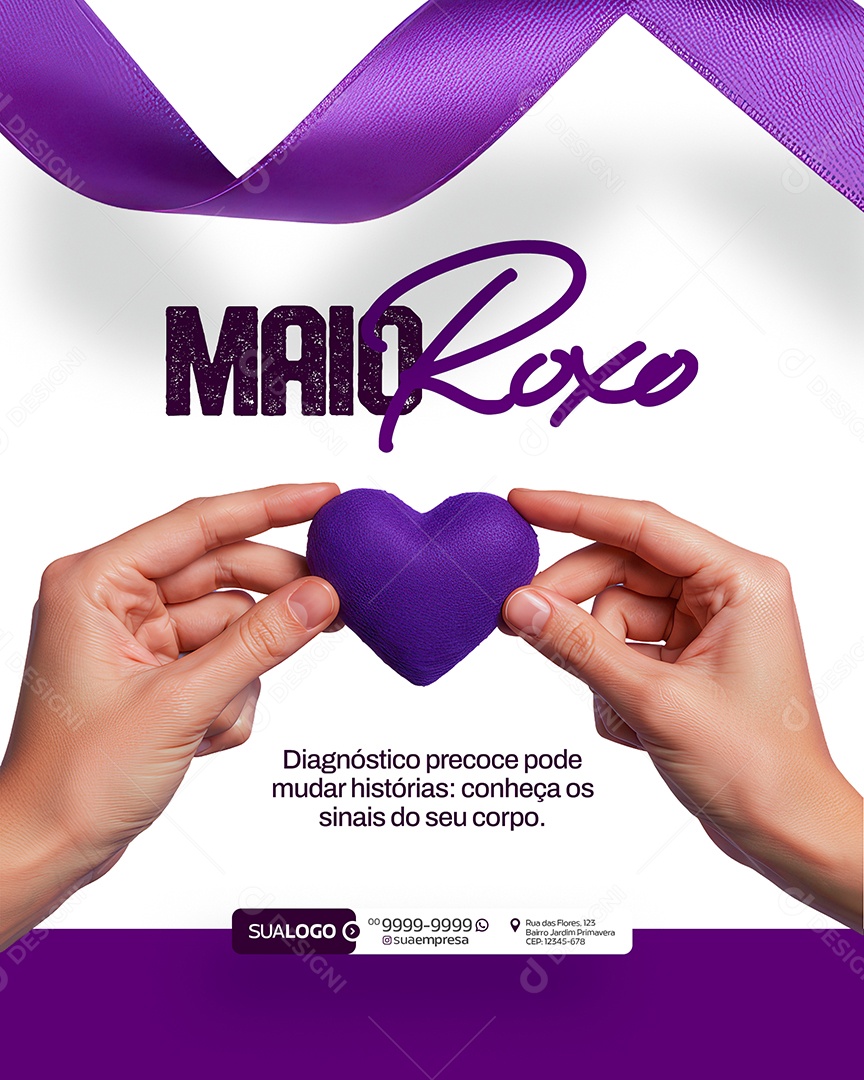 Maio Roxo Mês de Conscientização Sobre Doenças Inflamatórias Intestinais Social Media PSD Editável