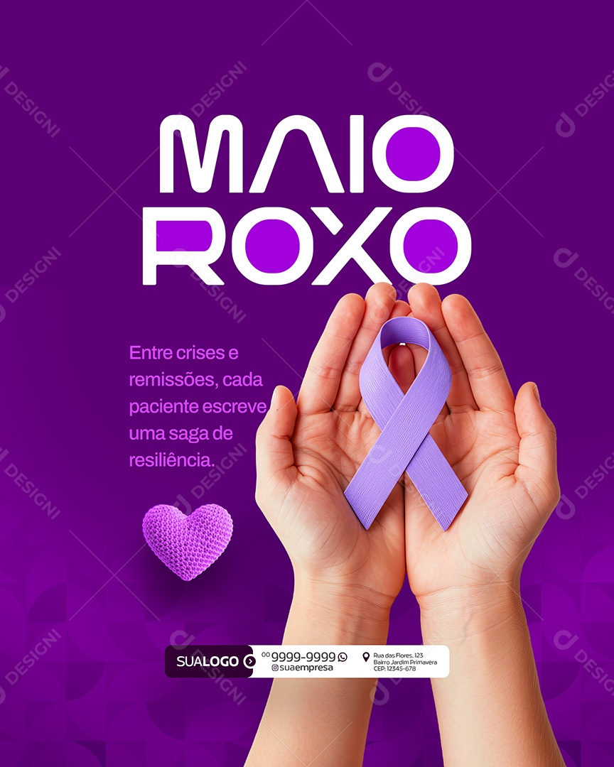 Maio Roxo Mês de Conscientização Sobre Doenças Inflamatórias Intestinais Social Media PSD Editável