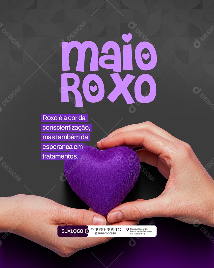 Maio Roxo Mês de Conscientização Sobre Doenças Inflamatórias Intestinais Social Media PSD Editável