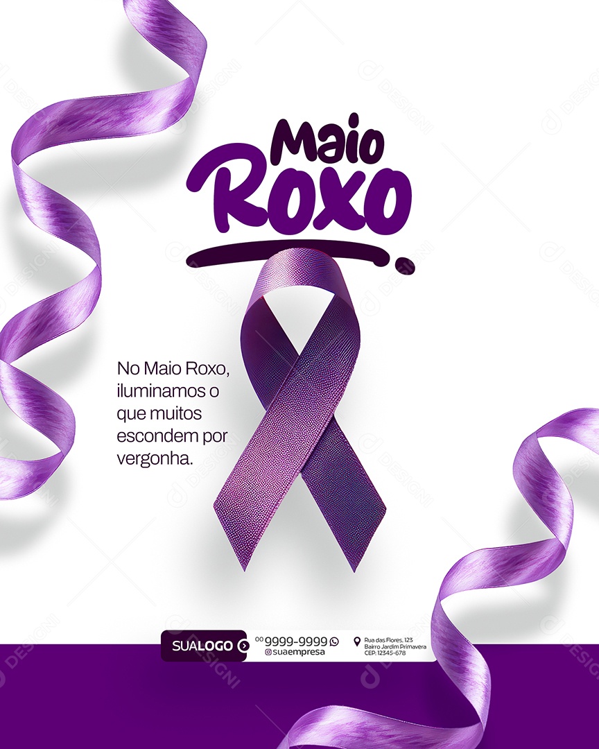 Maio Roxo Mês de Conscientização Sobre Doenças Inflamatórias Intestinais Social Media PSD Editável
