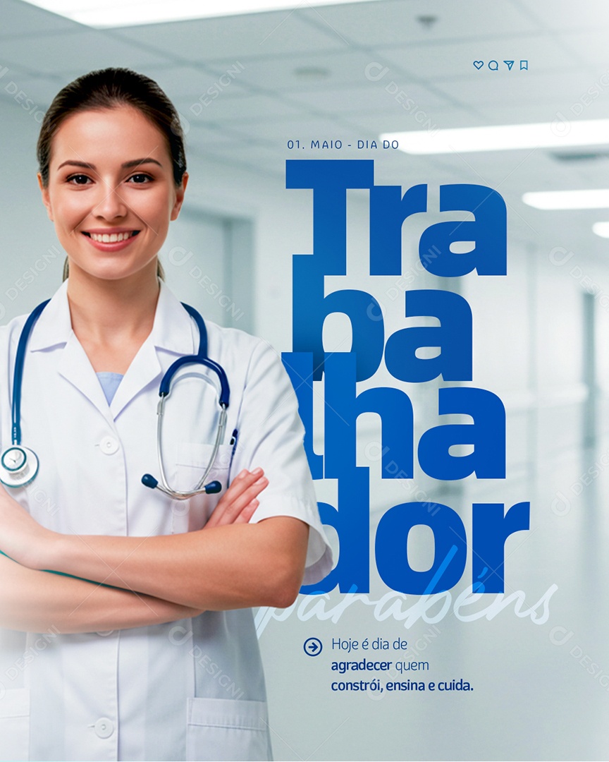 Feliz Dia Do Trabalhador 01 de Maio Social Media PSD Editável