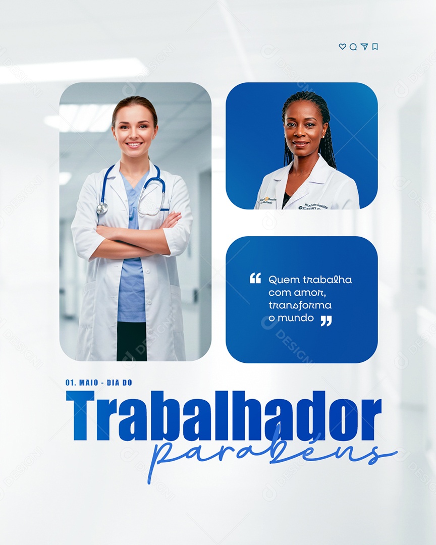 Feliz Dia Do Trabalhador 01 de Maio Social Media PSD Editável