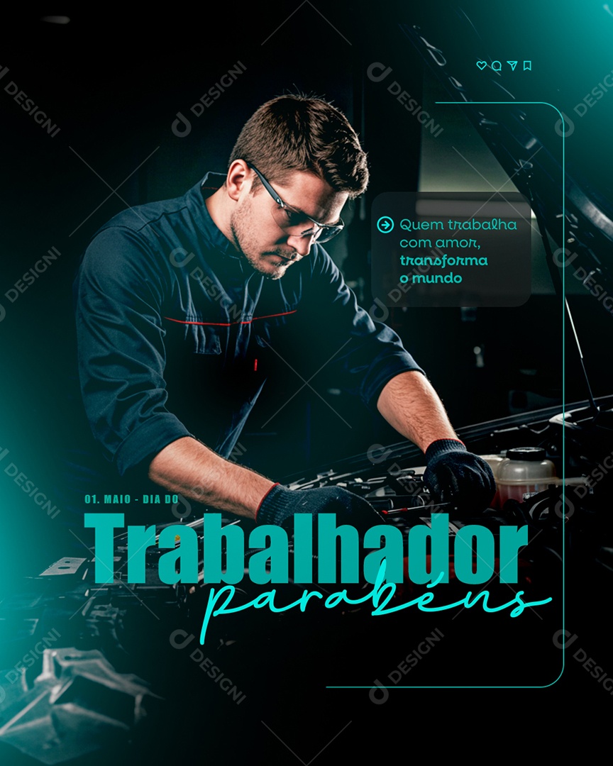 Feliz Dia Do Trabalhador 01 de Maio Social Media PSD Editável