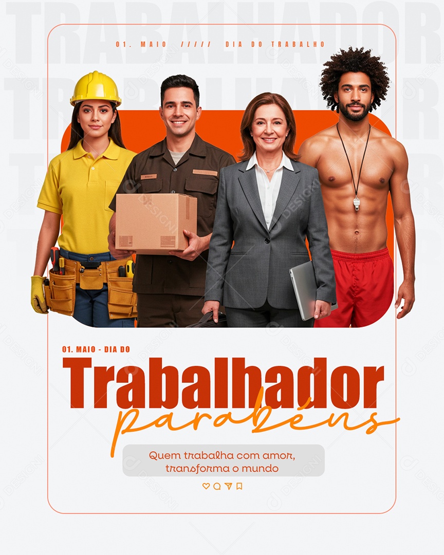 Feliz Dia Do Trabalhador 01 de Maio Social Media PSD Editável