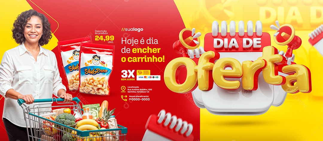 Banner Supermercado Dia De Oferta Cereal Social Media PSD Editável