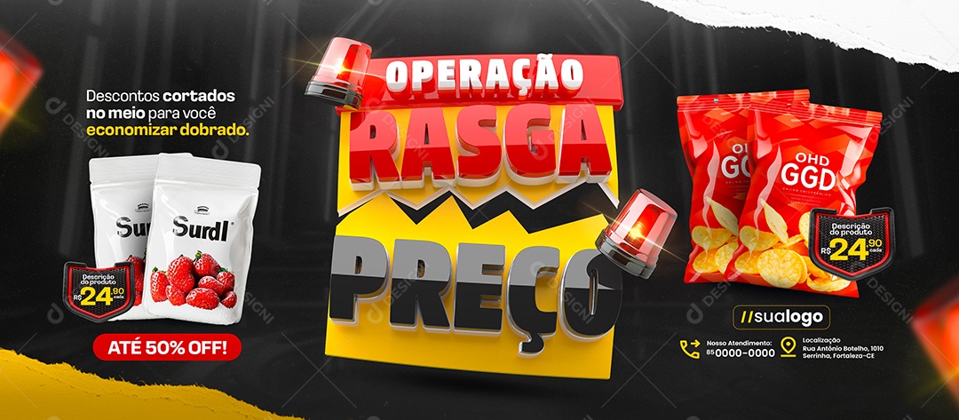 Banner Supermercado Operação Rasca Preço Social Media PSD Editável