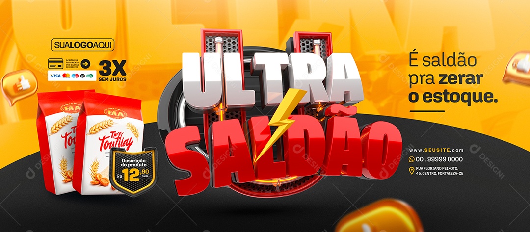 Banner Supermercado Ultra Saldão Social Media PSD Editável